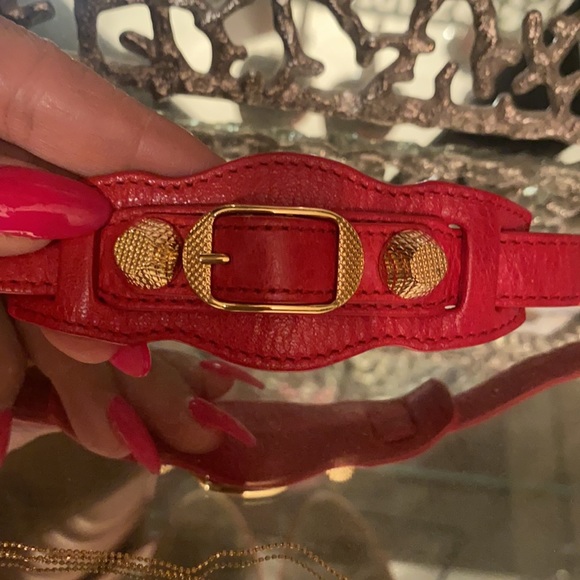 Balenciaga giant bracelet gold red leather - Picture 7 of 14